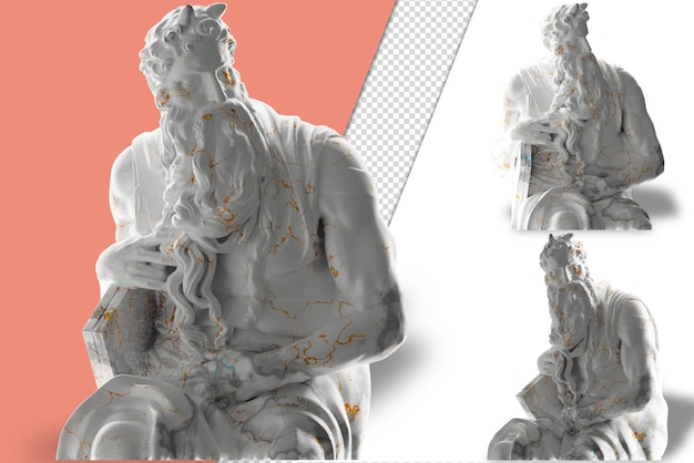 3D render of Moses statue in marble gold Perfect for website social media promotional materials