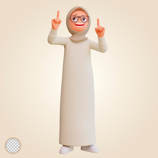 3d render muslim woman cartoon illustration