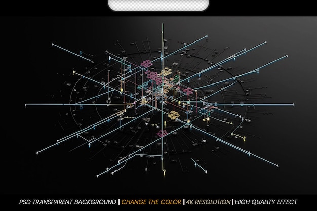 PSD 3d render a network communications on transparent background