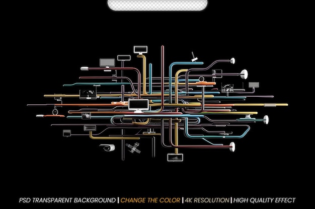 3d render a network communications on transparent background