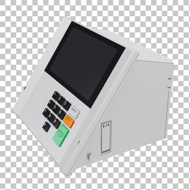 3D Render of New Brazilian Electronic Voting Machine with Transparent Background