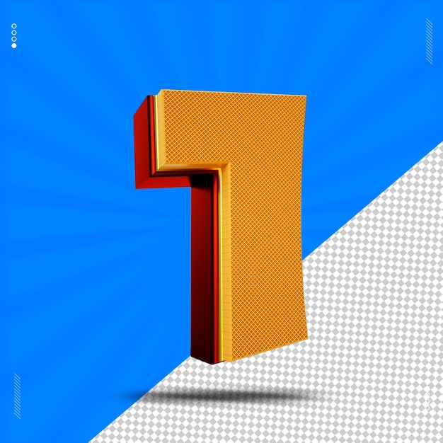 3d render number 1 font wafer