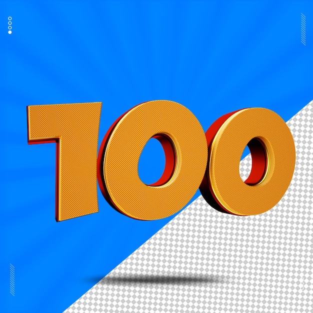 3d render number 100 font wafer