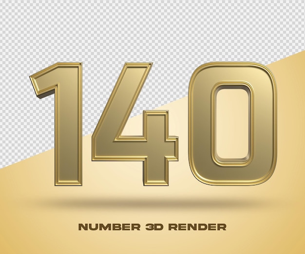 3D render number 140 gold color