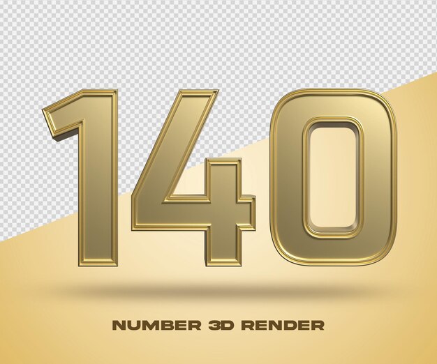 PSD 3d render number 140 gold color