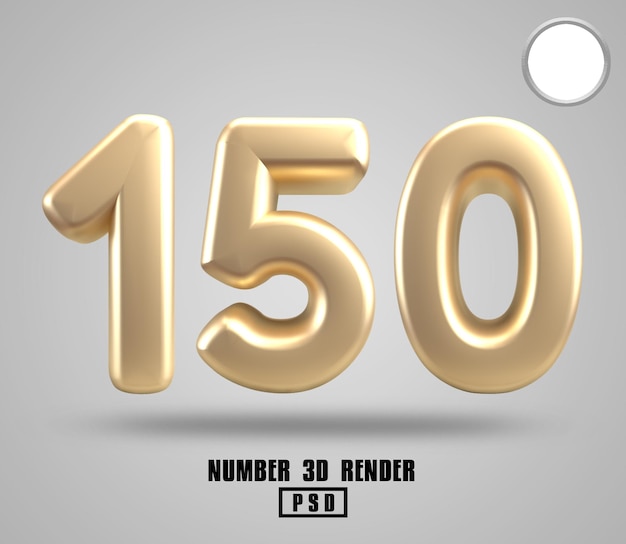 3D render number 150 gold style