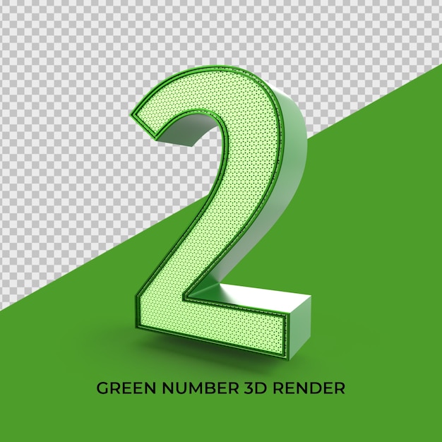 3d render number 2 green color