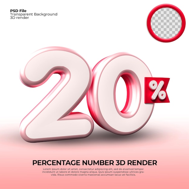 3D render number 20 percentage for sale discount progress report online shop work progress