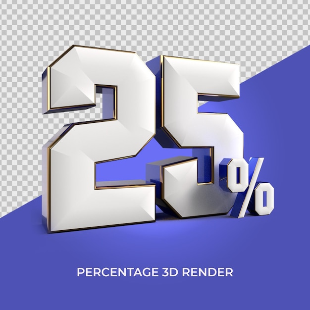 3D Render number 25 percentage