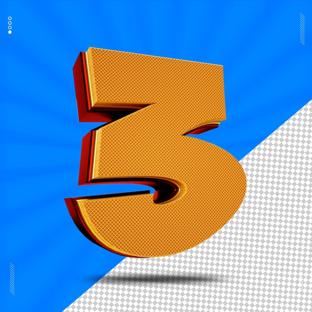 3d render number 3 font wafer