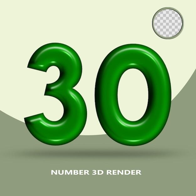 3D render number 30 green bottle color