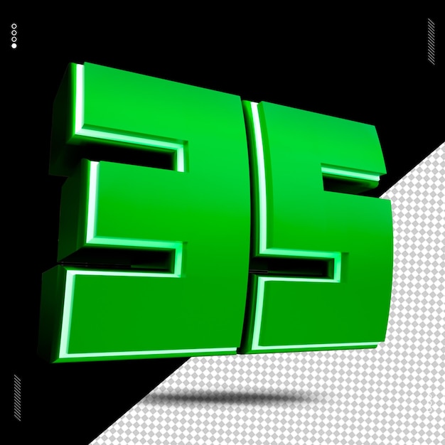 3d render number 35 font green