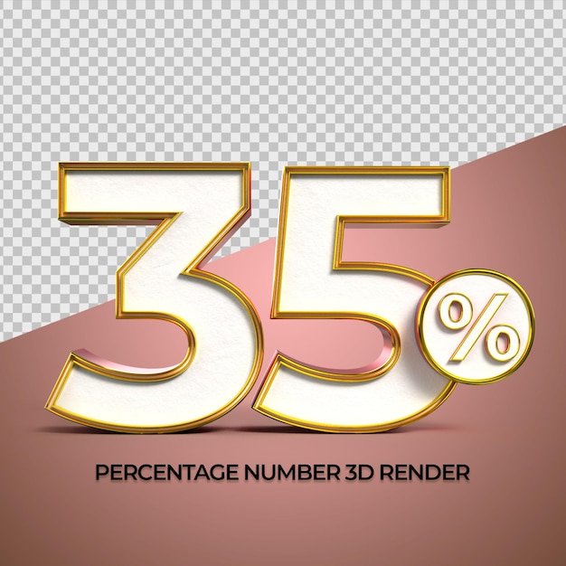 3D Render number 35 percentage gold red colors