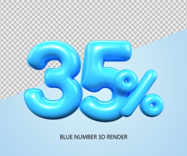 3D Render number 35 percentage plastic blue discount