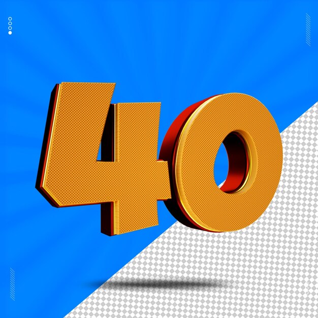 PSD 3d render number 40 font wafer