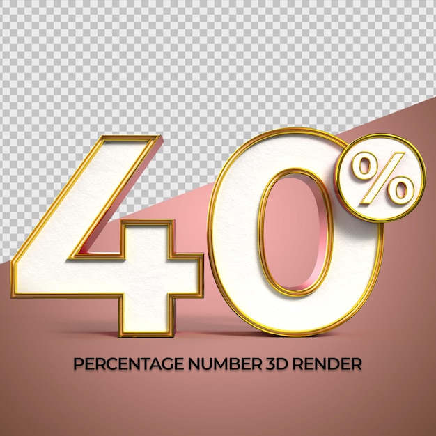 3D Render number 40 percentage gold red colors