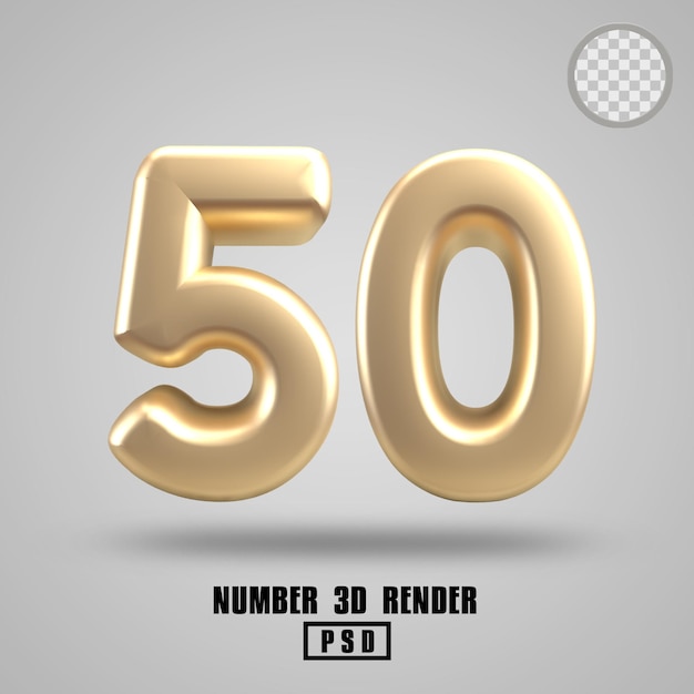 3D render number 50 gold style