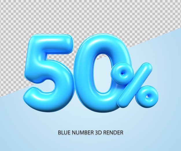 3D Render number 50 percentage plastic blue discount