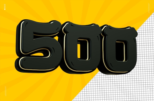 3d render number 500 font black japanese