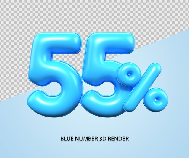 3D Render number 55 percentage plastic blue discount