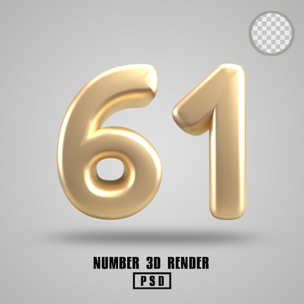 3D render number 61 gold style