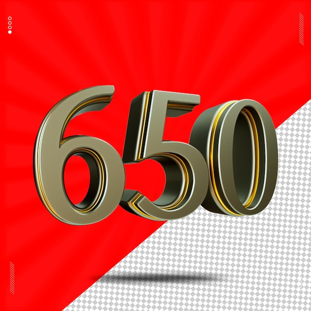 3d render number 650 font steel