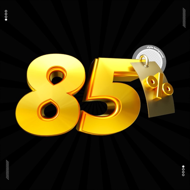 3d render number 85 font gold