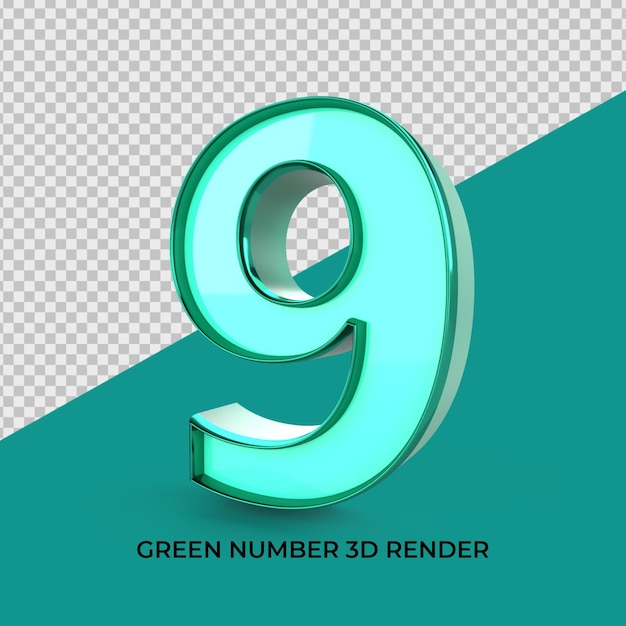 3d render number 9 green color