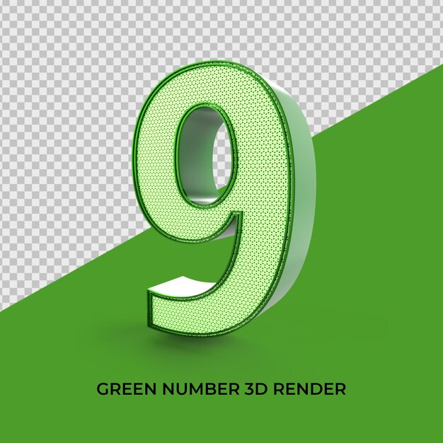 3d render number 9 green color