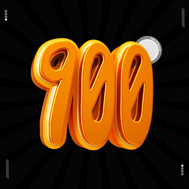 3d render number 900 font orange