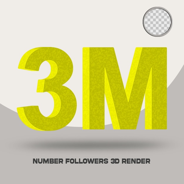 3D render number followers of social media sponge style