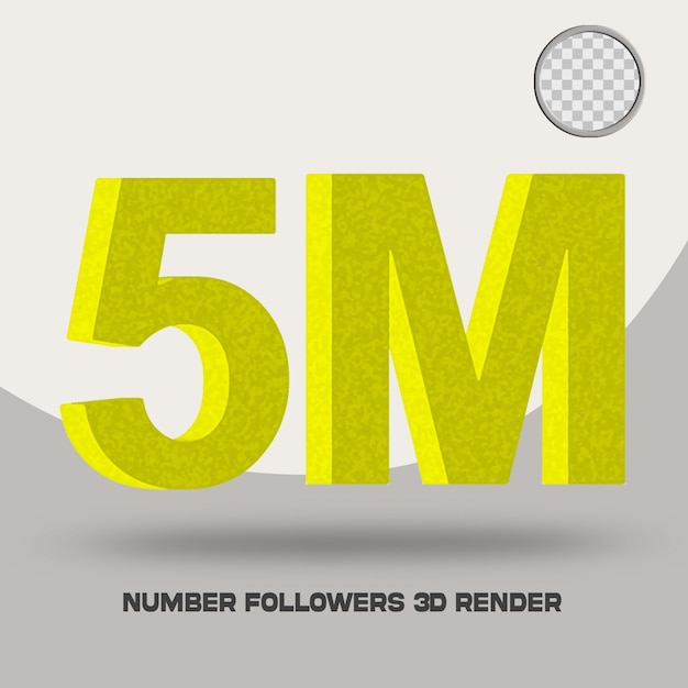 3D render number followers of social media sponge style