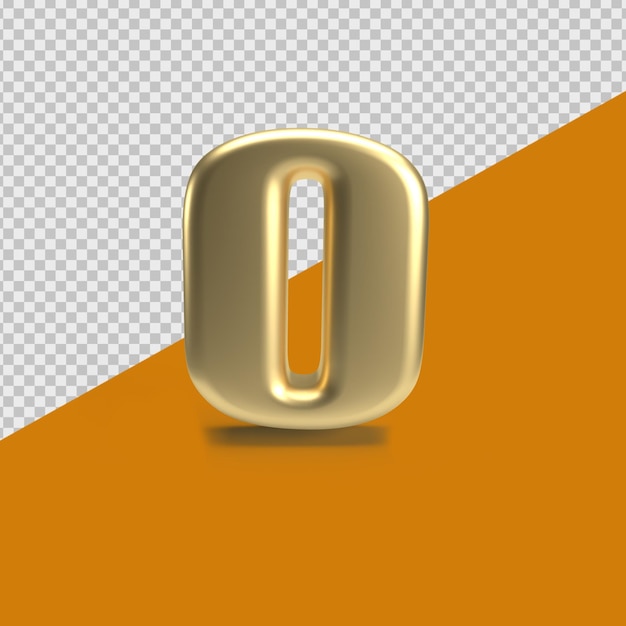 3D RENDER NUMBER GOLD 0