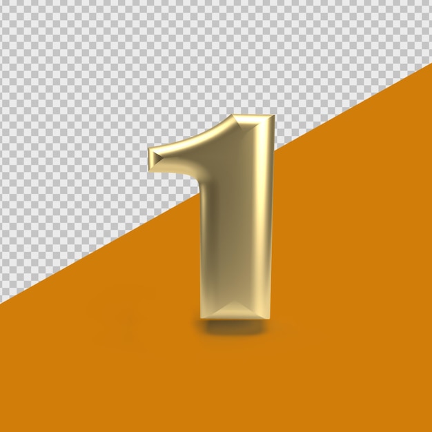 3D RENDER NUMBER GOLD 1