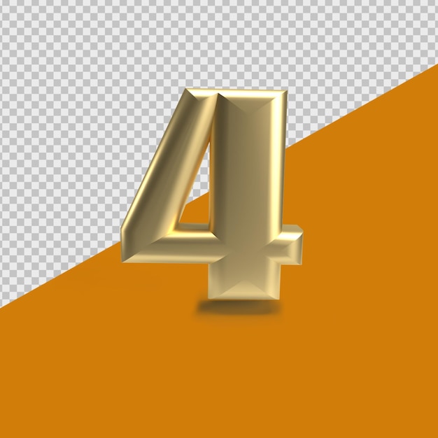 3D RENDER NUMBER GOLD 4