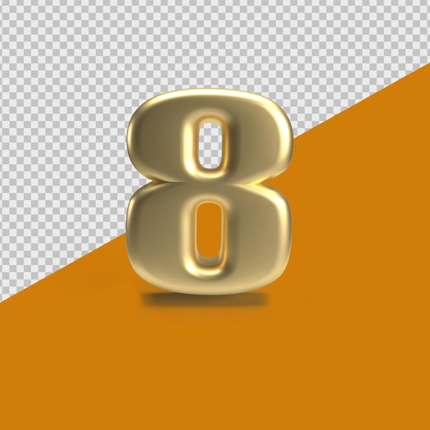 3D RENDER NUMBER GOLD 8