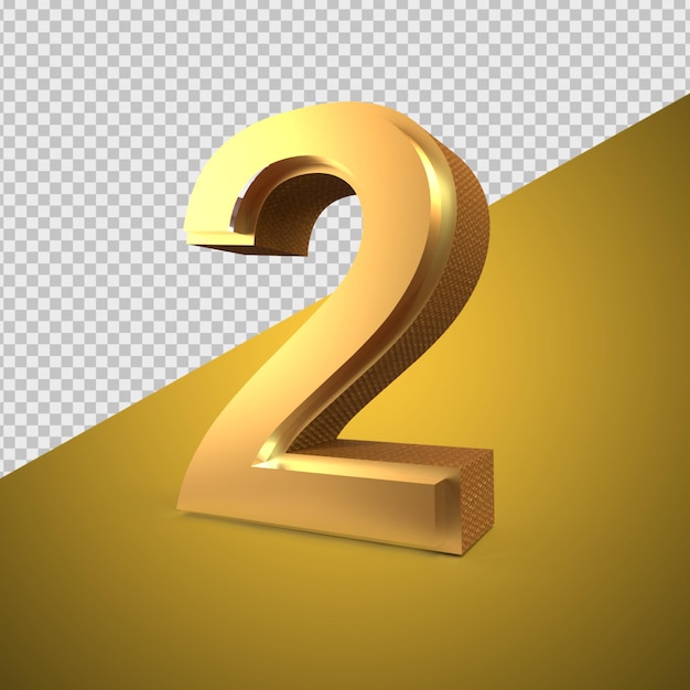 3D Render Number Gold