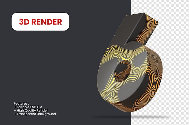 3d render number with abstract texture isolated