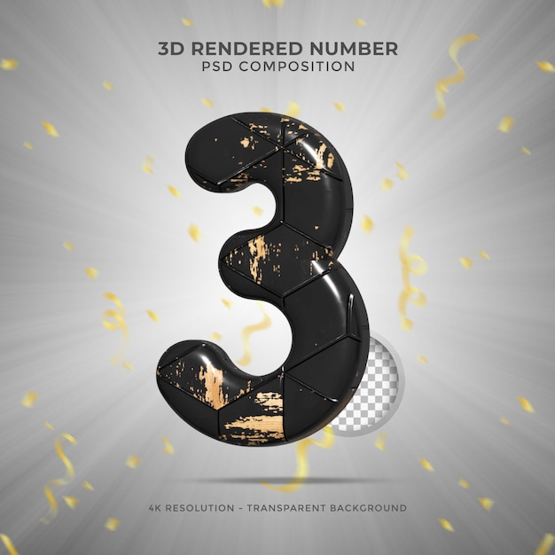 PSD 3d render numbers party birthday celebrate anniversary and wedding gold round font realistic design elements