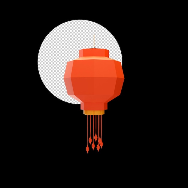 3D Render Orange Chinese Lantern Hang Against Png Circle Black Background