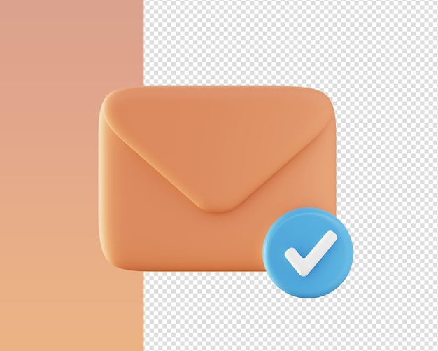 3d render of orange mail illustration icons for UI UX web mobile apps social media ads designs