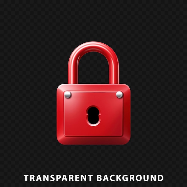 3D Render padlock isolated on transparent background