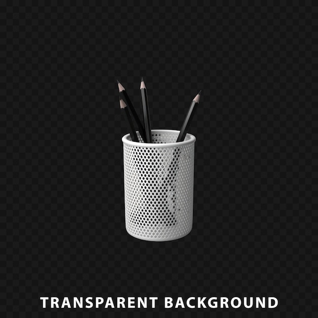 3D Render Pencil Cup isolated on transparent background