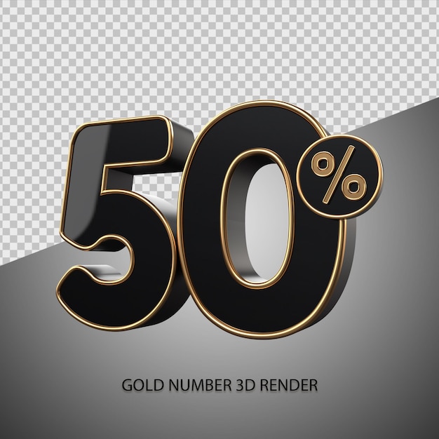 3D render percentage number 40 black color and gold bevel for sale discount, black friday, progress