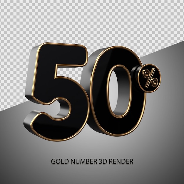 3D render percentage number 40 black color and gold bevel for sale discount, black friday, progress