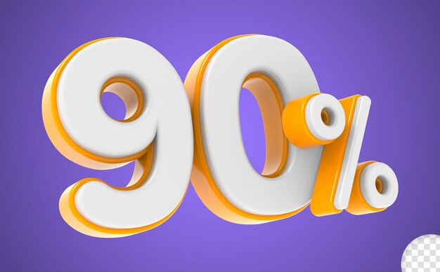 PSD 3d render percentage number 90