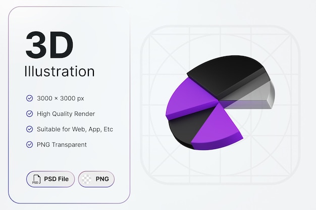 3D Render Pie Chart Infographic Concept Modern Design