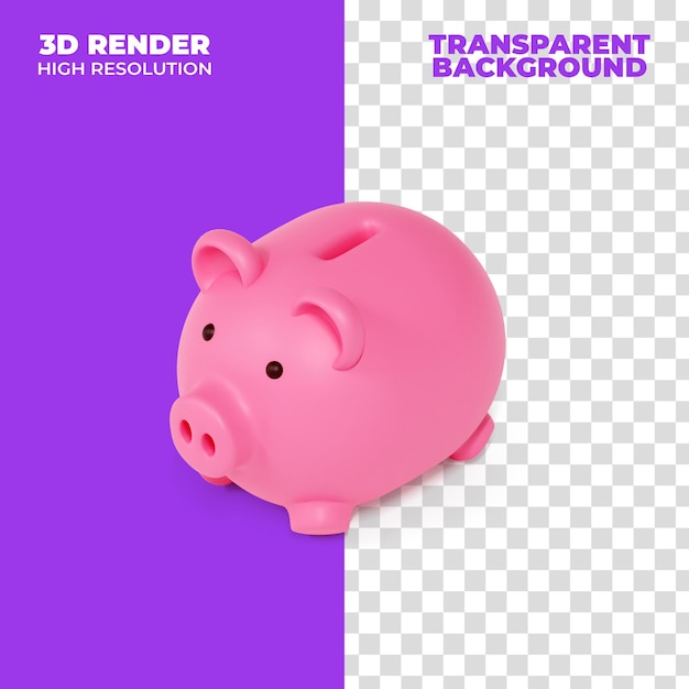 3d render of piggy bank isolated isometric view