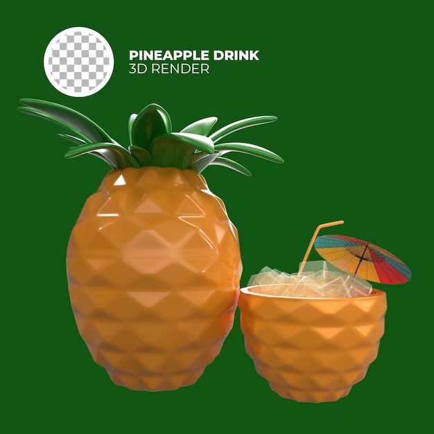 3D render pineapple drink