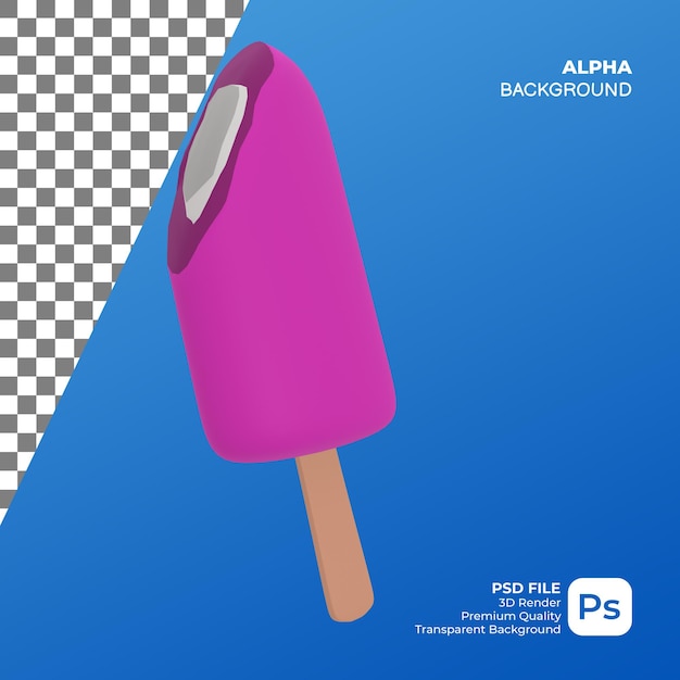 3D Render Pink Ice Cream